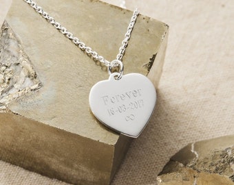 Personalized heart medallion necklace, silver, women's jewelry with name, personalized gift for mom, gift for godmother, teacher necklace