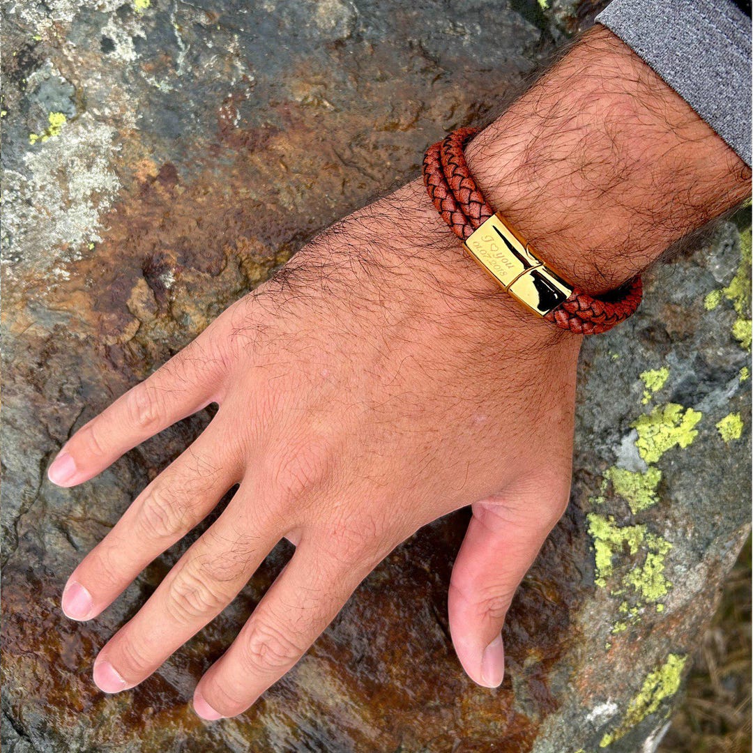 Poignet Bracelet Cuir Marron Homme PersonnalisÃ© Poignet Cuir Bracelet Bracelet De Force En Cuir Marron Double Passant  Bracelets Tendances