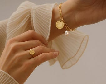 Damenring mit Gravur, personalisierter Edelstahlschmuck, verstellbarer Ring, personalisiertes Geschenk für Frauen, Geburtstagsgeschenk, Weihnachten, Liebe