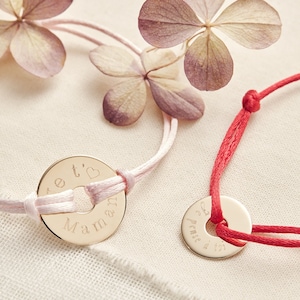 Personalized cord bracelet, gold-plated medal, engraved name jewelry, personalized gift, unique gift