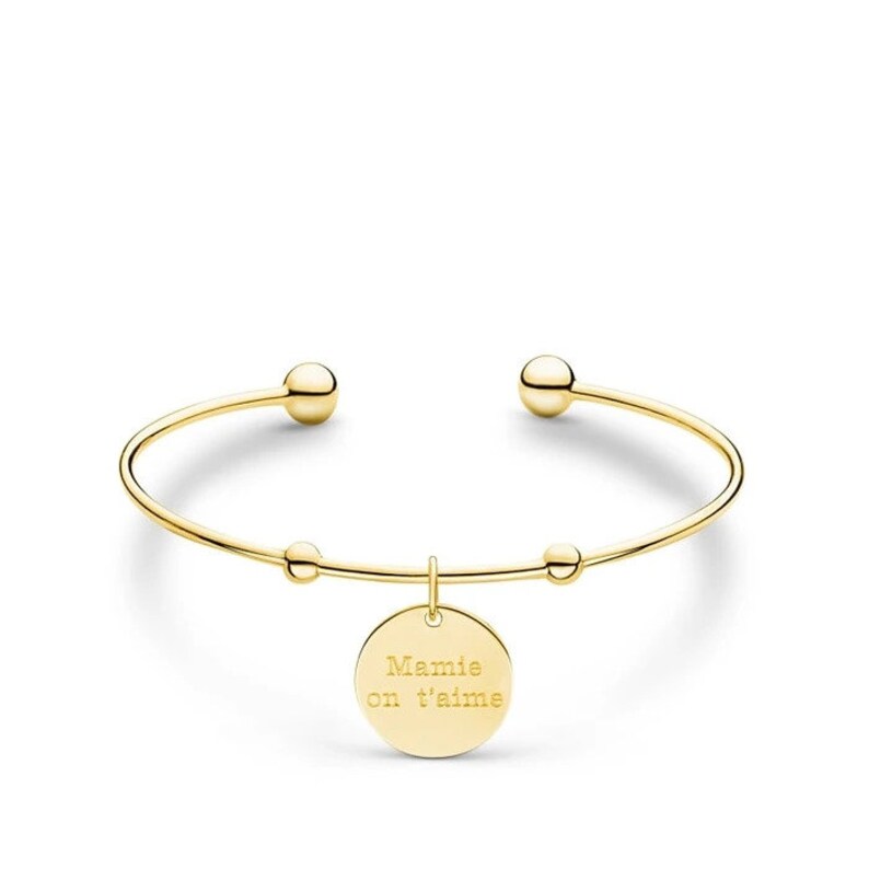 Personalized bangle with gold-plated medal, EVJF gift, mistress, sister image 3