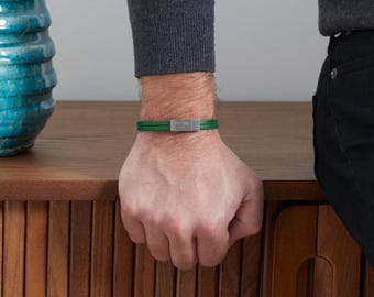 Pulsera de cuero verde personalizada para hombre, joyería grabada para hombre, pulsera de cuero para hombre, regalo para hombre, cumpleaños, Día del Padre, boda