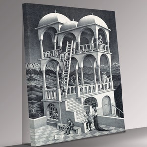 M.c. escher belvedere canvas wall art picture print image 1