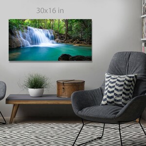 Deep Forest Waterfall in Kanchanaburi Panoramic Canvas Wall Art Picture ...