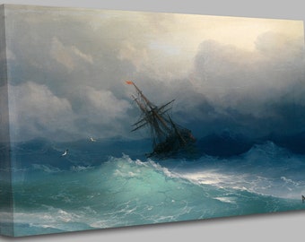 Ivan Aivazovsky Ship on a Stormy Sea Art Print Wall  canvas print Art Ready To Hang