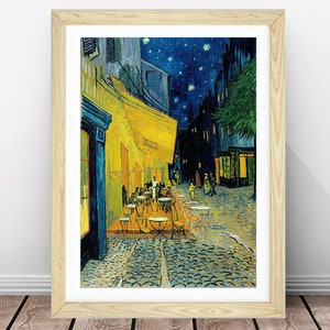 Van Gogh Cafe Terrace at Night Framed Print Wall Art Picture A1 A2 A3 Size Oak