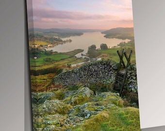 Lake Windemere Portrait Canvas Wall Art Picture Print