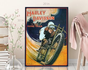 Harley Davidson Vintage Poster Canvas Wall Art Picture Print - Etsy