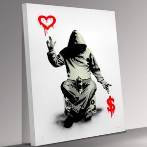Banksy love or money graffiti canvas wall art picture print