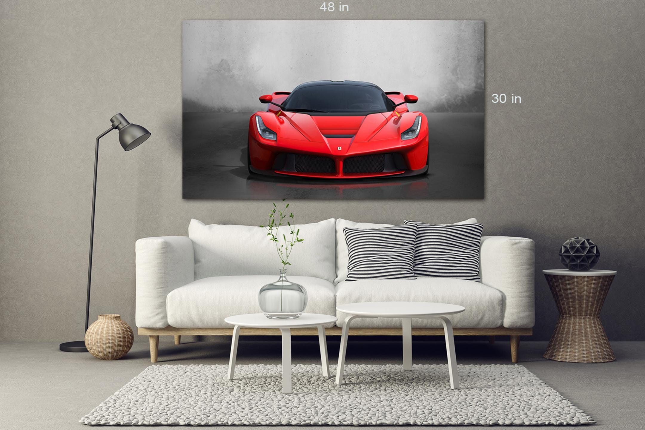 Poster/Impression Sur Toile 'La Ferrari' - Décoration Murale Moderne - Couleur Rouge - Bold Bloc Design