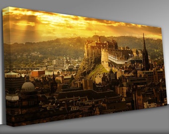 Edinburgh CASTLE Panoramic Canvas Wall Art Picture Print