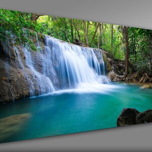 Deep Forest Waterfall in Kanchanaburi Panoramic Canvas Wall Art Picture ...