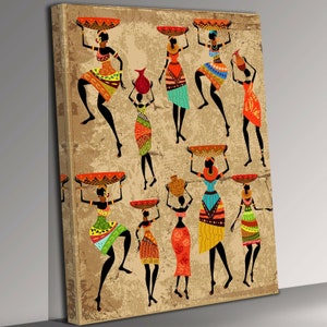 African ladies pattern canvas wall art picture print