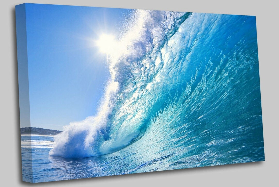 Blue Ocean Wave Painting Canvas Wall Art Picture Print - Etsy UK