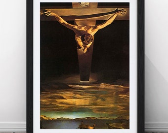 Dali Christ On The Cross Framed Print Wall Art Picture A1 A2 A3 Sizes