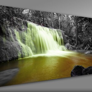 Deep Forest Waterfall in Kanchanaburi Panoramic Canvas Wall Art Picture ...