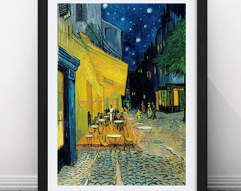 Van Gogh Cafe Terrace at Night Framed Print Wall Art Picture A1 A2 A3 Size