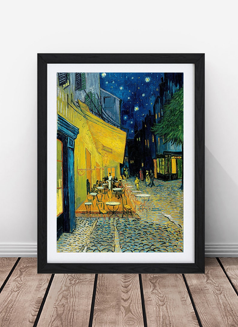Van Gogh Cafe Terrace at Night Framed Print Wall Art Picture A1 A2 A3 Size Black