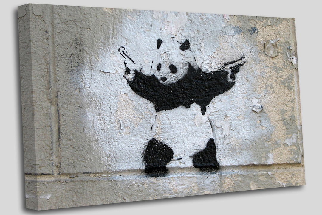 Banksy Panda With Guns Street Art Canvas Wall Art Picture Print - Etsy