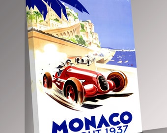 Monaco 1937 vintage poster  Canvas Wall Art Picture Print