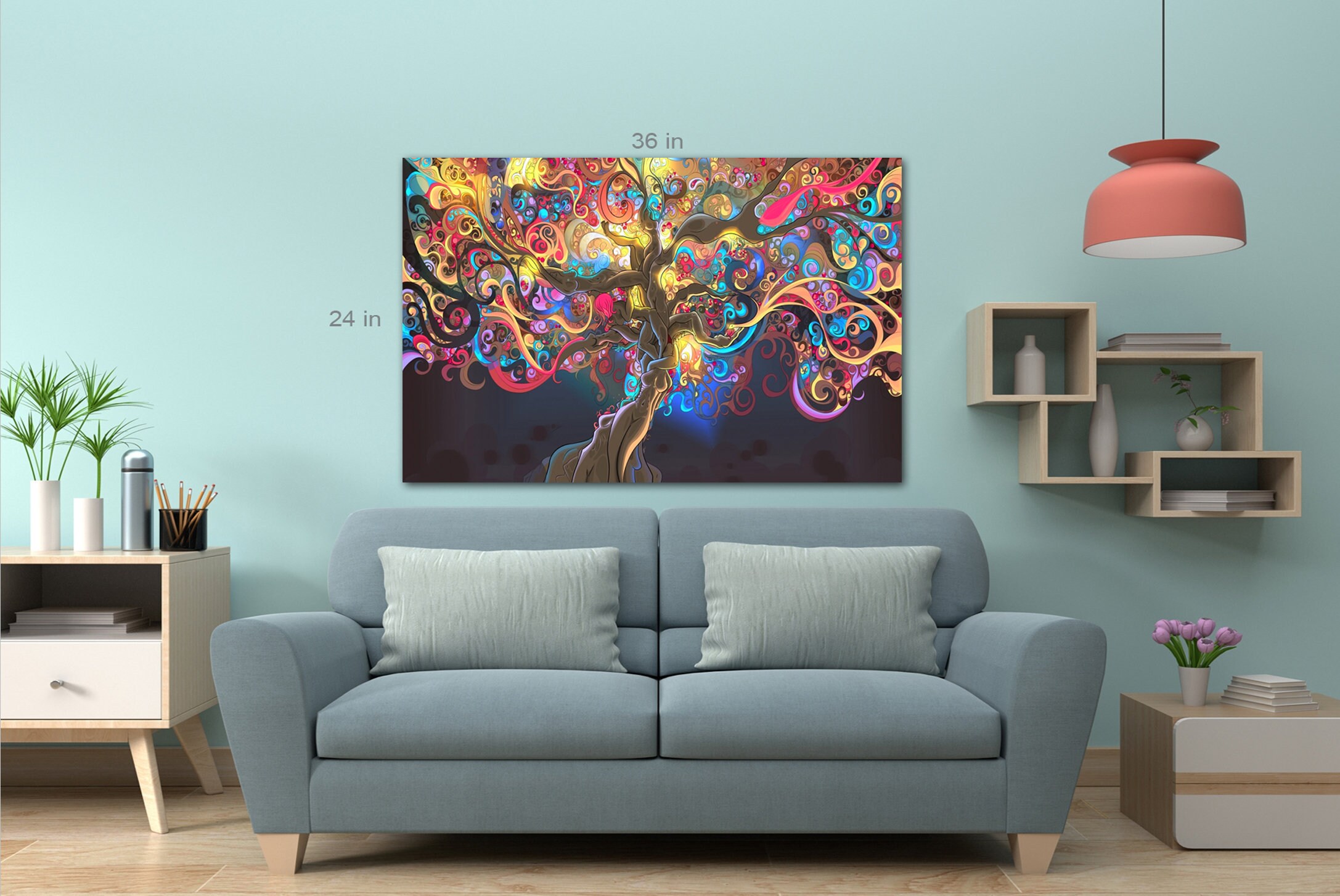 Psychedelic Trippy Art Tree Canvas Wall Art Picture Print - Etsy UK