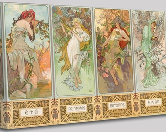 Alphonse Mucha the Four Seasons Canvas Wall Art Picture Print - Etsy