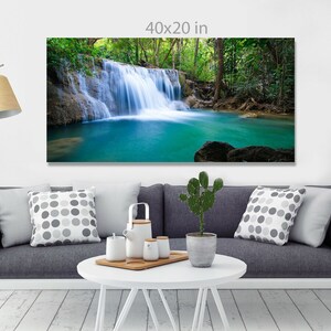 Deep Forest Waterfall in Kanchanaburi Panoramic Canvas Wall Art Picture ...