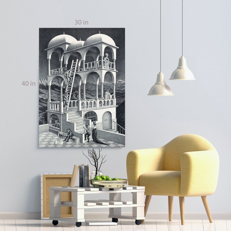 M.c. escher belvedere canvas wall art picture print image 6