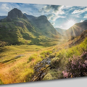 Valley view below the mountains of glencoe lochaber highlands scotland uk canvas wall art picture print