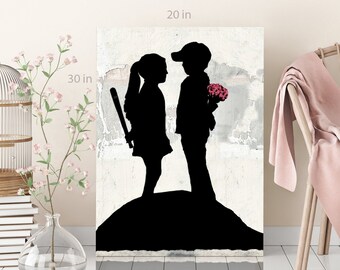 Banksy Boy Meets Girl Canvas Wall Art Picture Print - Etsy