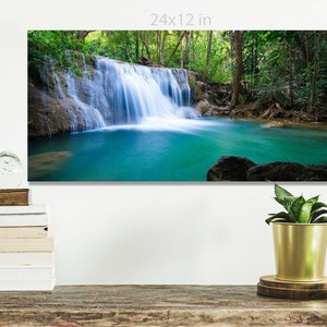 Deep Forest Waterfall in Kanchanaburi Panoramic Canvas Wall Art Picture ...