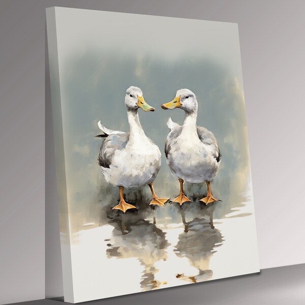 Two Happy Ducks Canvas Wall Art Ready To Hang