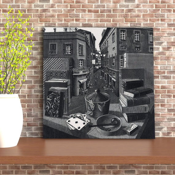 M.C. Escher Still Life and Street Canvas Wall Art Print - Etsy