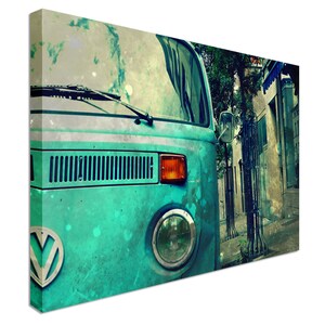 New framed car VW camper van aqua Canvas Wall Art Picture Print JUN140038
