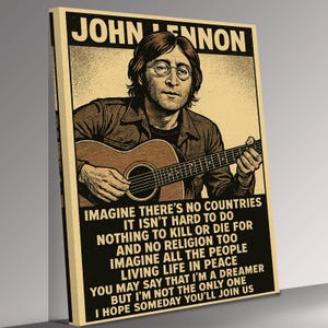 John Lennon Imagine Lyrics Tribute Canvas Print Wall Art Picture