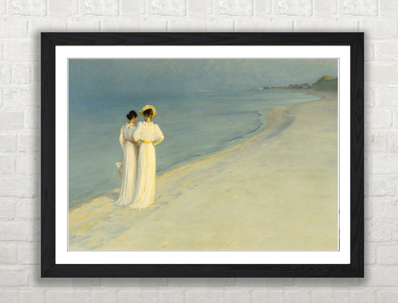 Two Ladies Walking Beach Impressionist Framed Art Print Etsy