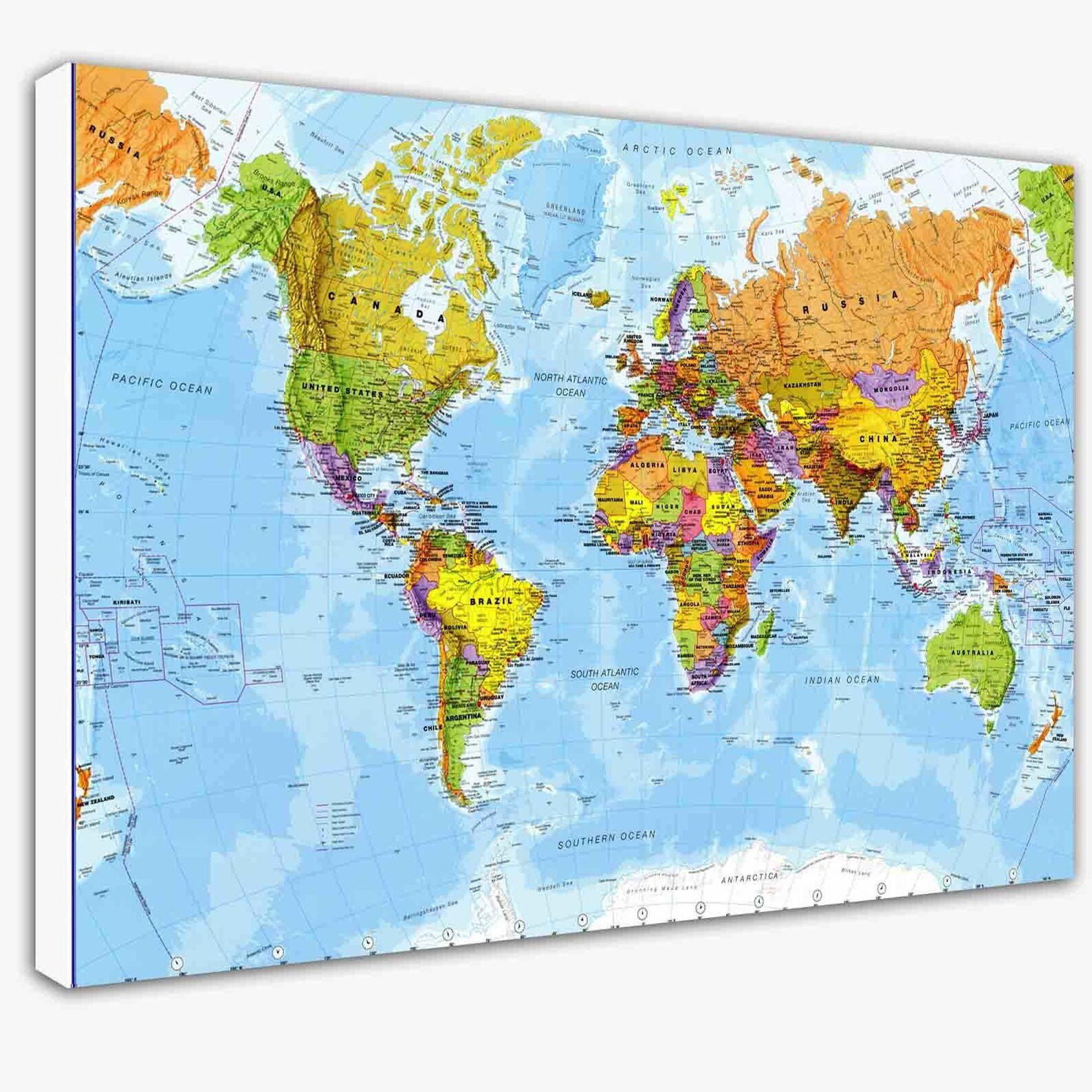 World Map Modern High Detail Canvas Wall Art Picture Print | Etsy UK
