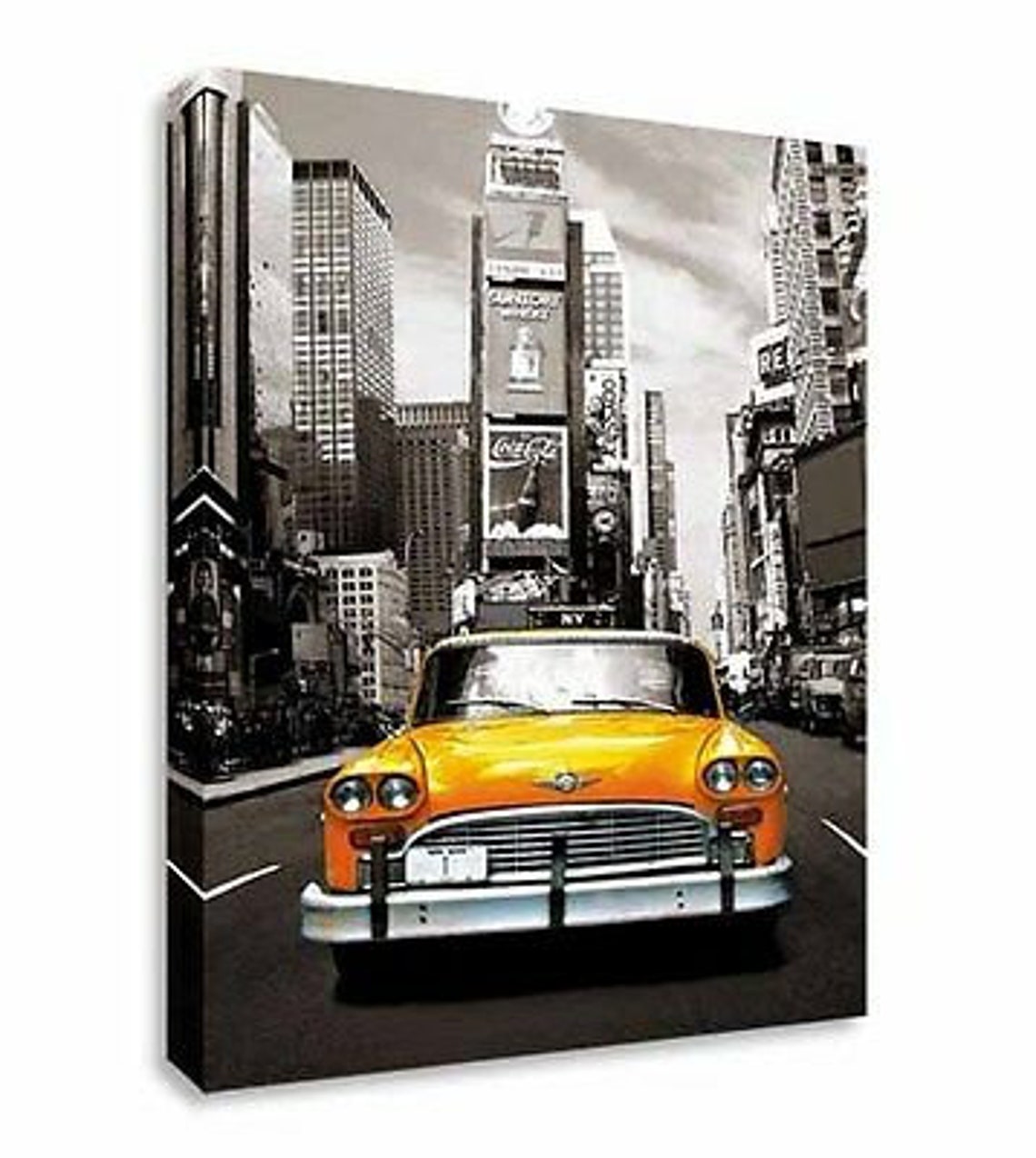 Water Colour Effect New York Taxi Cab Yellow Canvas Wall Art Picture ...