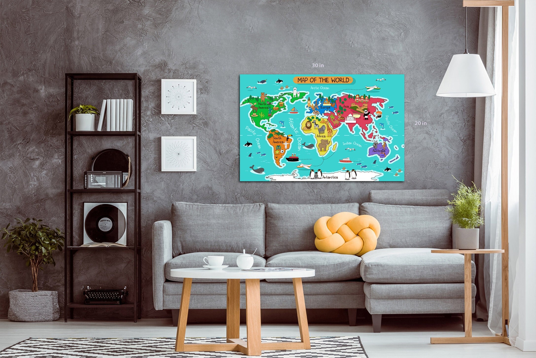 Kids Map of World Wall Art Picture Print Apr160100 - Etsy UK