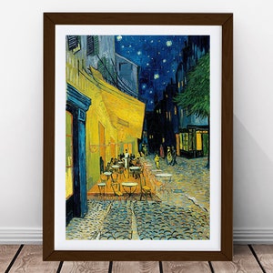 Van Gogh Cafe Terrace at Night Framed Print Wall Art Picture A1 A2 A3 Size Walnut