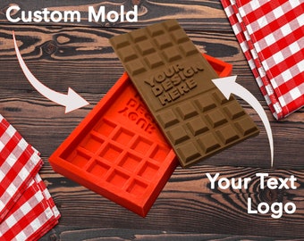 Custom Chocolate Mold - Custom Designed Silicone Mold for Chocolate Making with your Personalization add Your Text or Logo