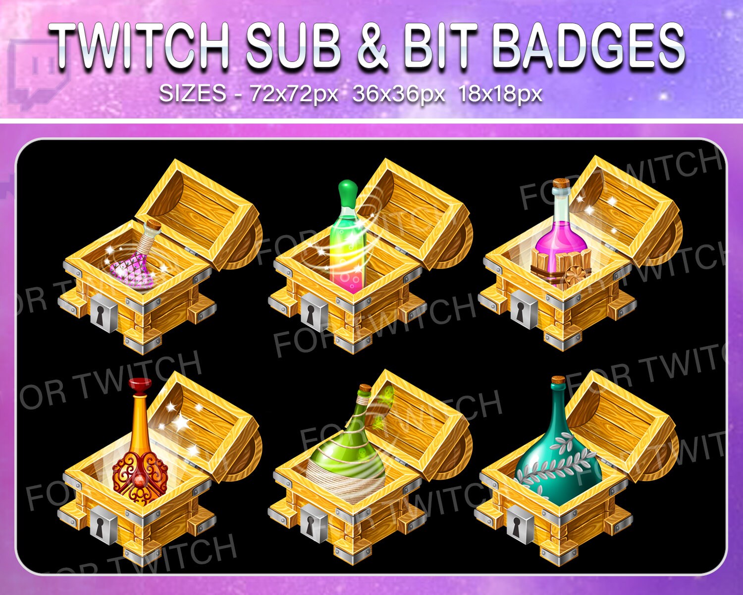 Treasure Chest Twitch Sub Badges Subscribers Sub Bit Loyalty Etsy