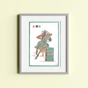 Stampa su lino Barrel Racer a 3 colori