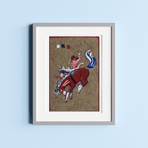 Rodeo Cowboy lino print 3 colors