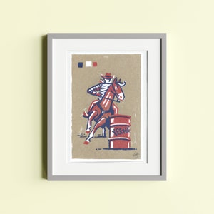 Stampa su lino Barrel Racer a 3 colori