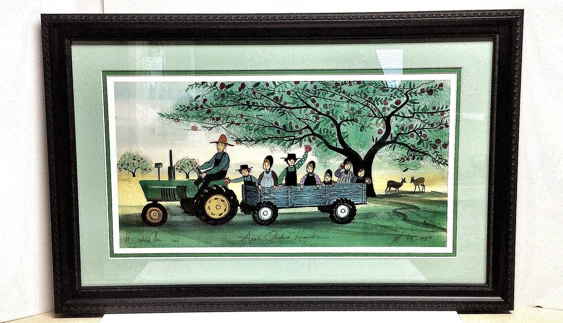 P. Buckley Moss Framed Rare Print Apple Orchard Hayride Etsy