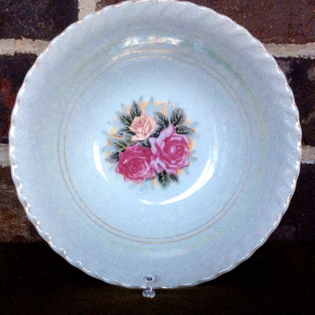 Vintage Ceramic Serving Bowl With Rose Floral Design Etsy