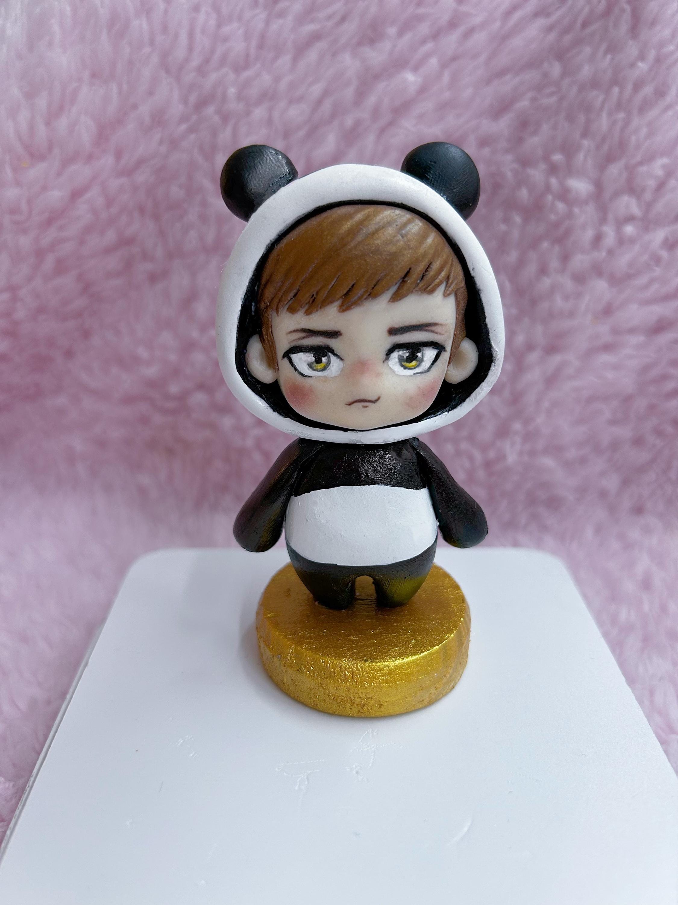 panda Fried Till You Die 5.10フォードアーチー Handmade Mini Figure by Air Dry Clay. (panda Floch Forster) 8cm (3