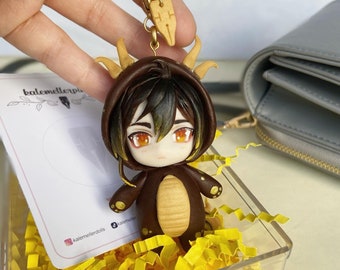 Rex Lapis Form Zhongli Handmade Keychain by Air Dry Clay 8cm (3'') Height
