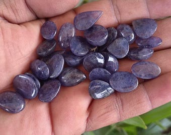 Handmade Iolite Sunstone Cabochon Lot: 178 Carat, 30 Mixed Gemstones (20X11 MM)